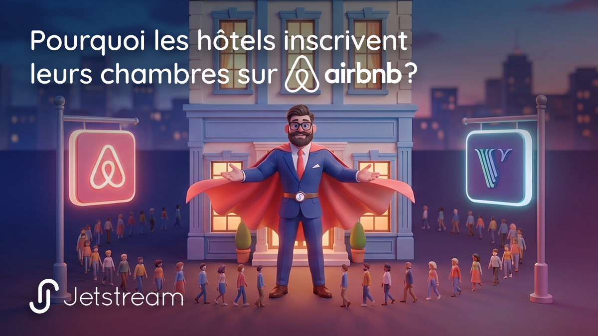 Illustration montrant pourquoi la location de chambres d'hôtel sur Airbnb est une tendance croissante, les clients passant d'Airbnb à un hôtel de charme.
