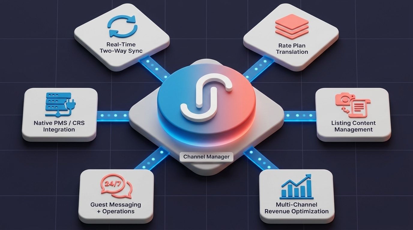 Six key features of an Airbnb channel manager for hotels.