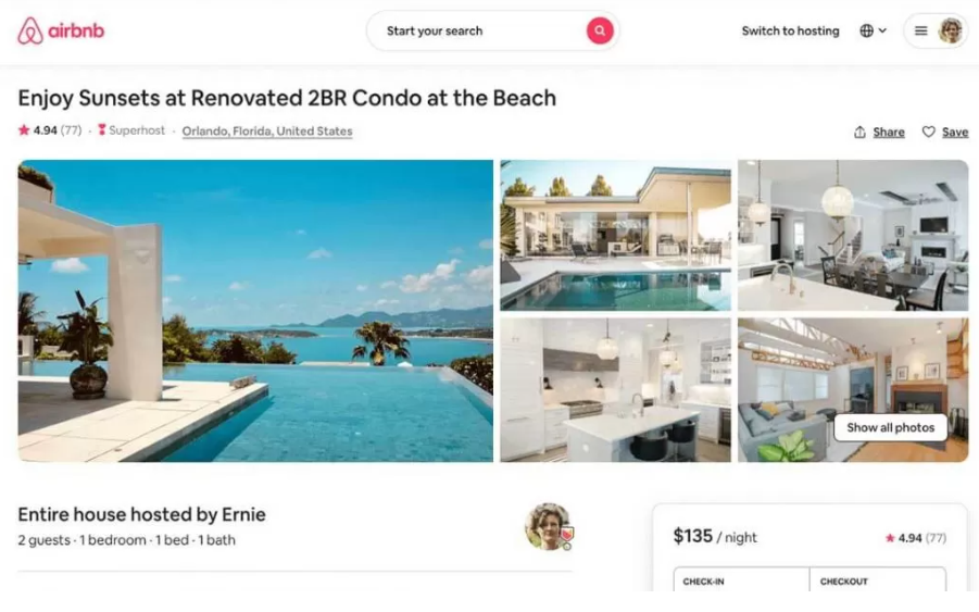 Airbnb listing page