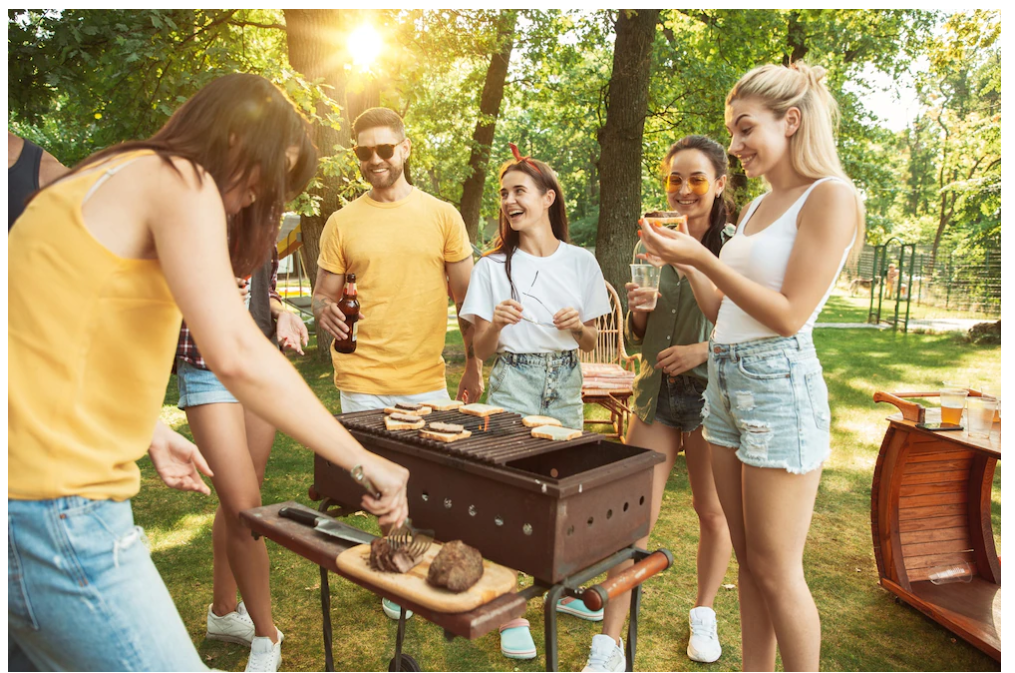 Young-people-enjoying-a-barbeque