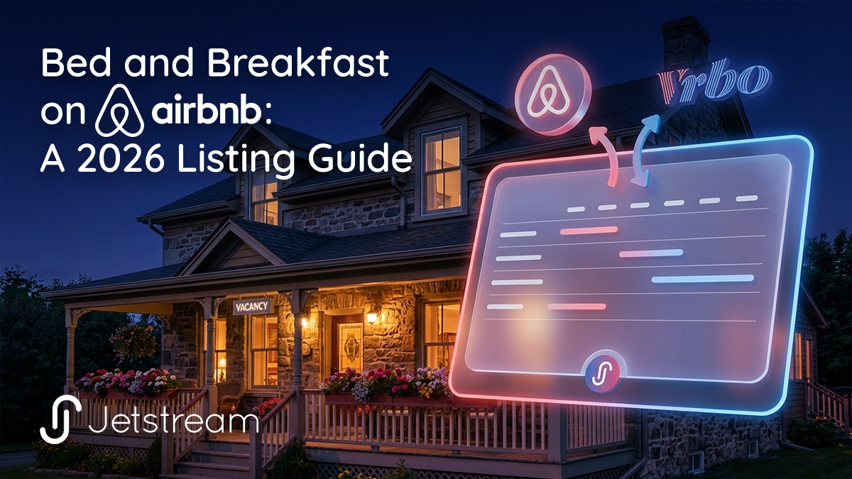 mall bed and breakfast with a dashboard syncing room availability across Airbnb and Vrbo