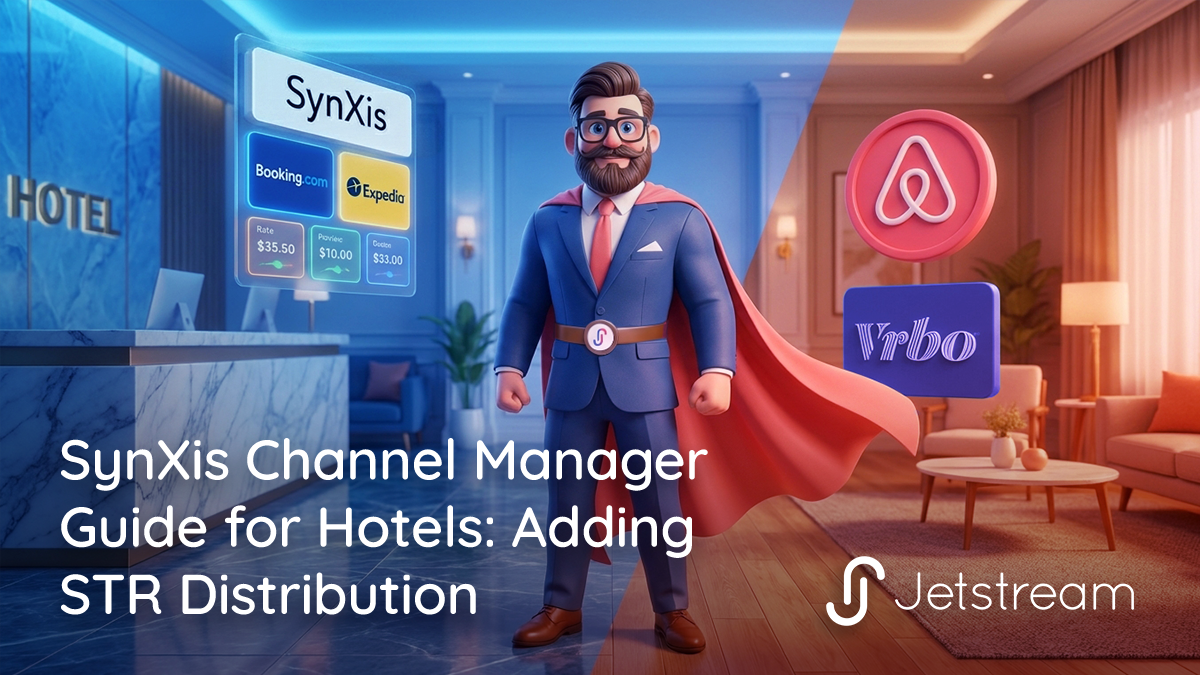 SynXis central reservation system connected to Airbnb and Vrbo through API data bridge for hotel distribution