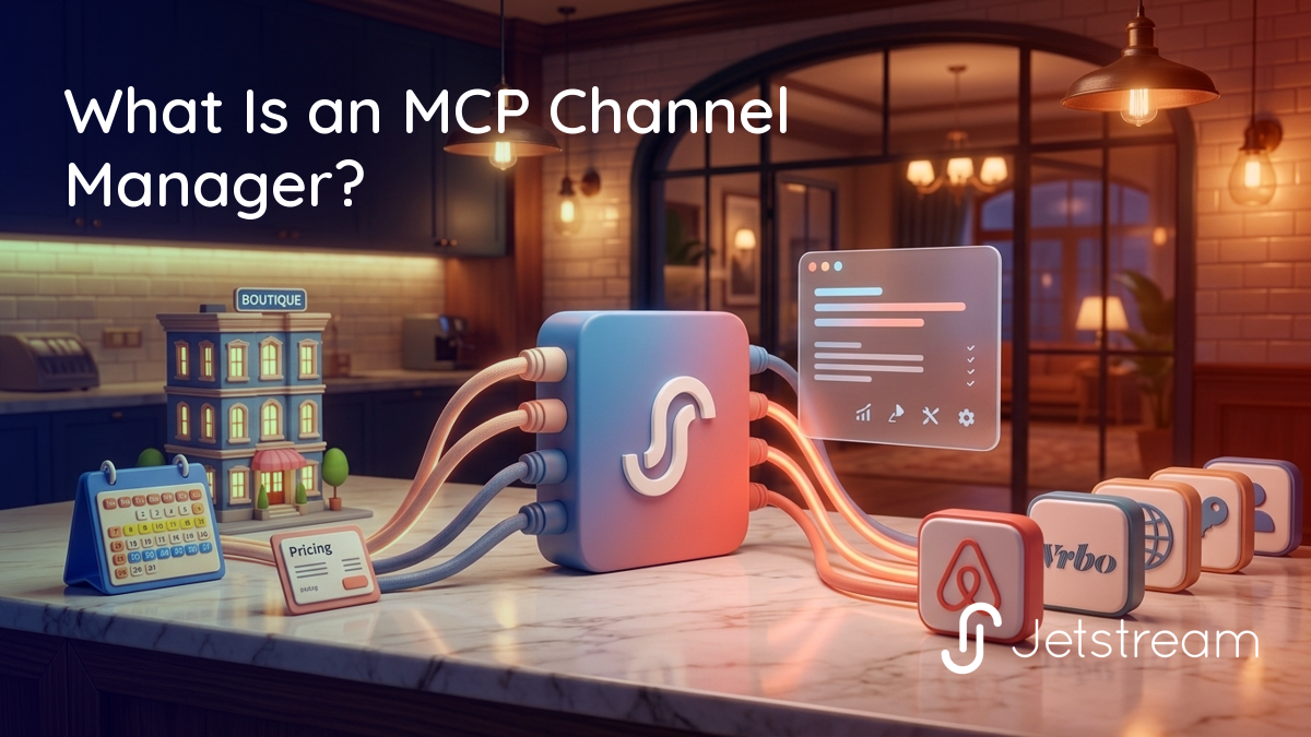 MCP channel manager connecting one property's rates and availability out to Airbnb, Vrbo and other booking channels through a single interface