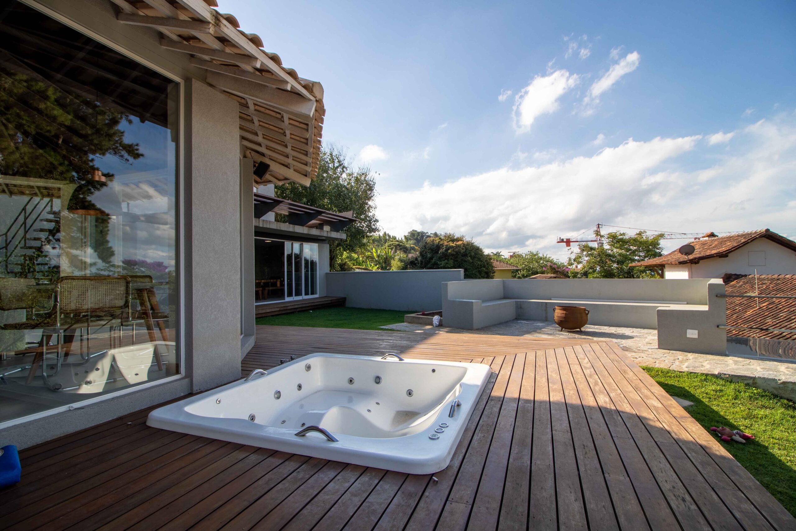 A hot tub on a deck as an example of an item on a property management maintenance checklist