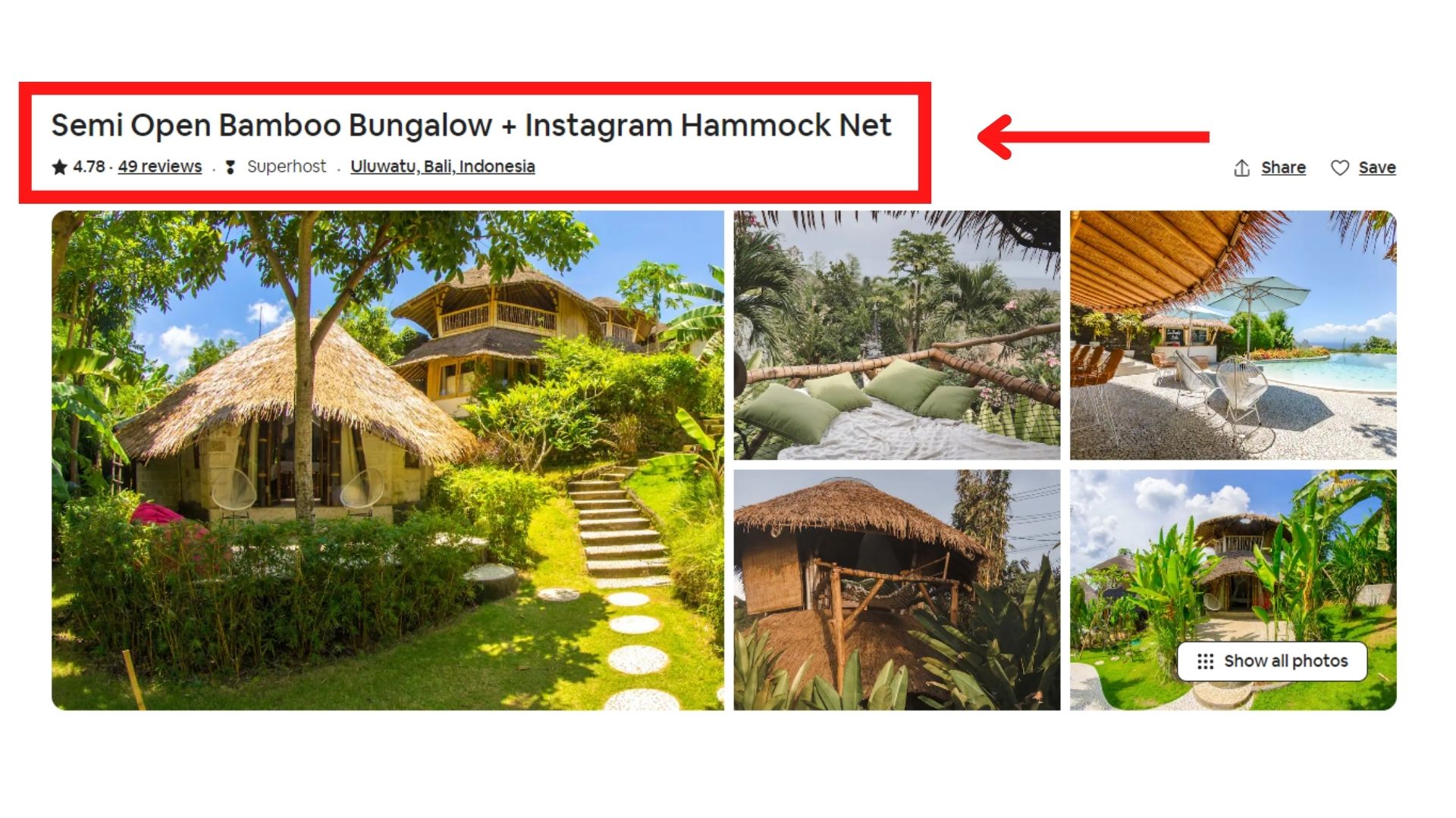 This hammock property goes for a catchy title that would appeal to a millennial audience.