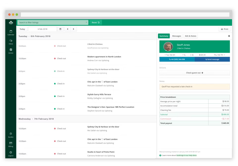 Uplisting’s multi-calendar dashboard