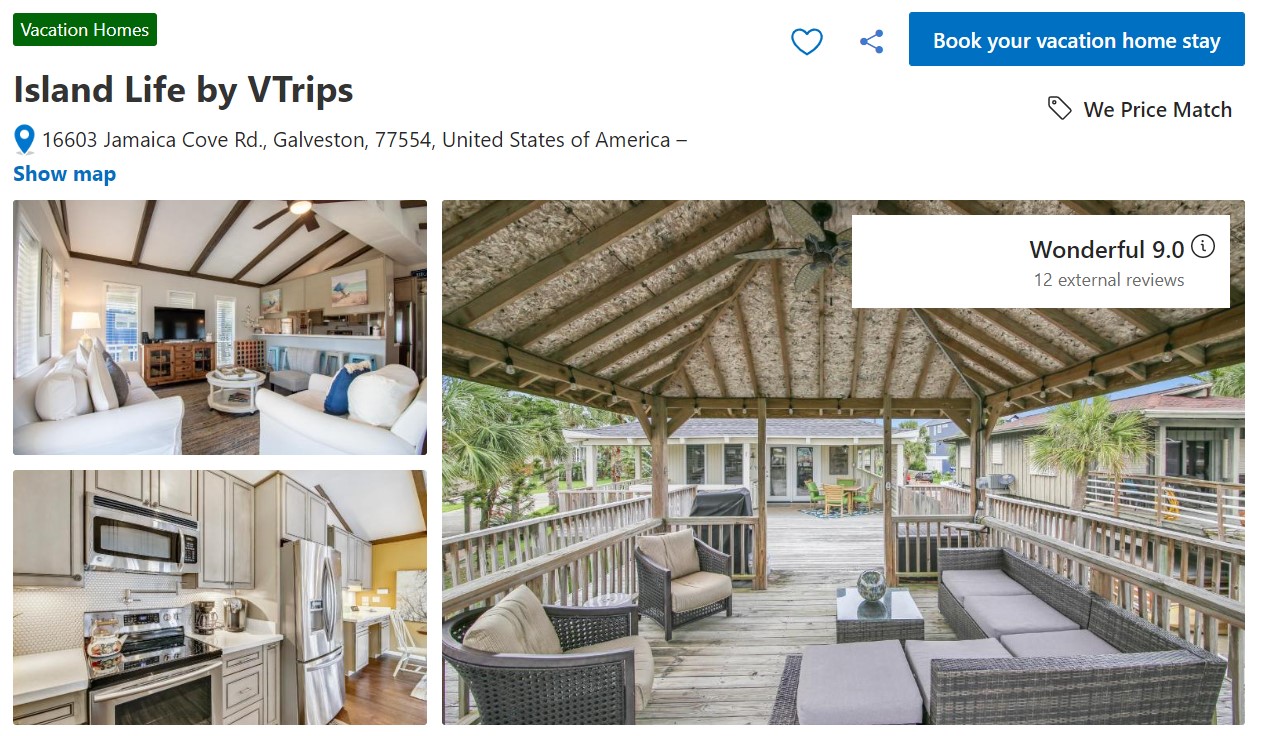 VTrips listing published on Booking.com